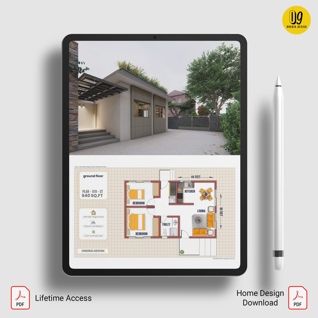 Single Floor Modern Style Home Plan Print Books Ongrid.Design