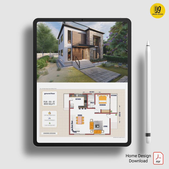 Contemporary Duplex Style Home Plan Print Books Ongrid.Design