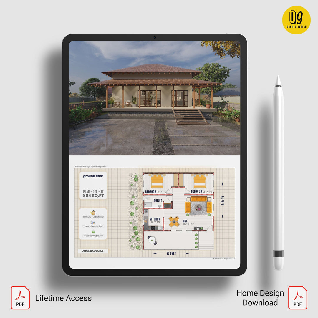 Sloped Roof Single Floor Home Plan Print Books Ongrid.Design