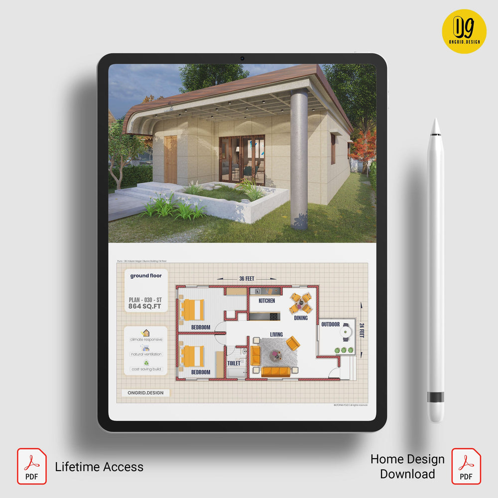 Flat Roof Simplex Home Plan Print Books Ongrid.Design 