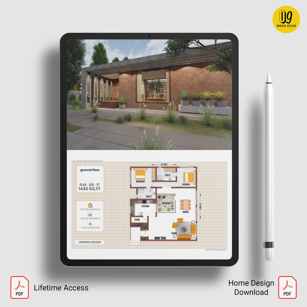 Minimal Style Single Floor Home Plan Print Books Ongrid.Design
