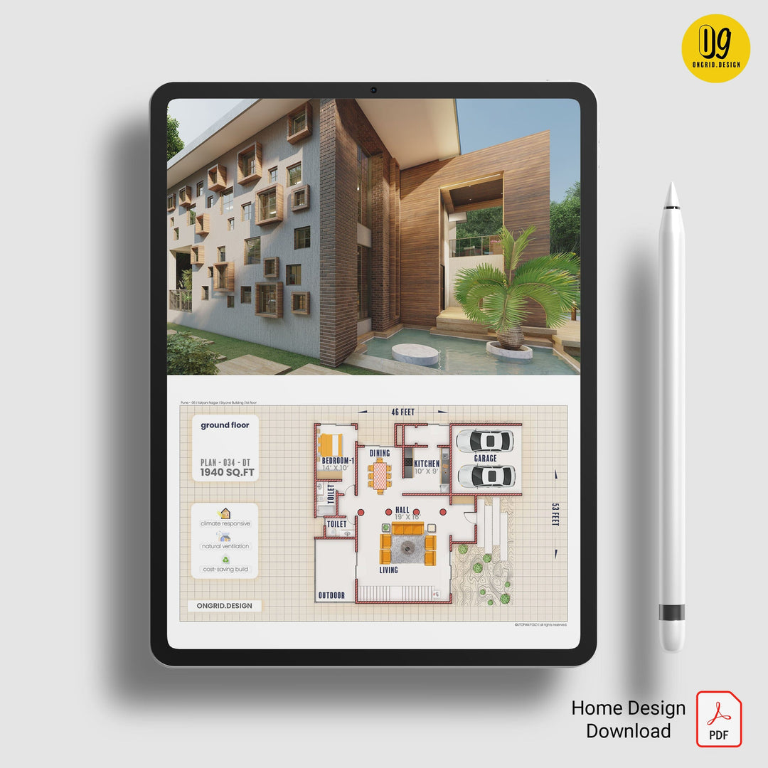 Contemporary Duplex Style Home Plan Print Books Ongrid.Design