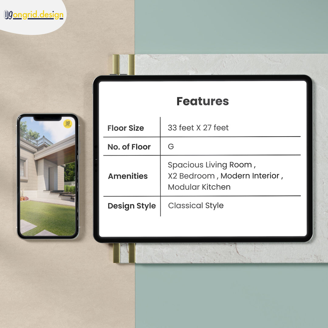 European Style Single Floor Home Plan Print Books Ongrid.Design