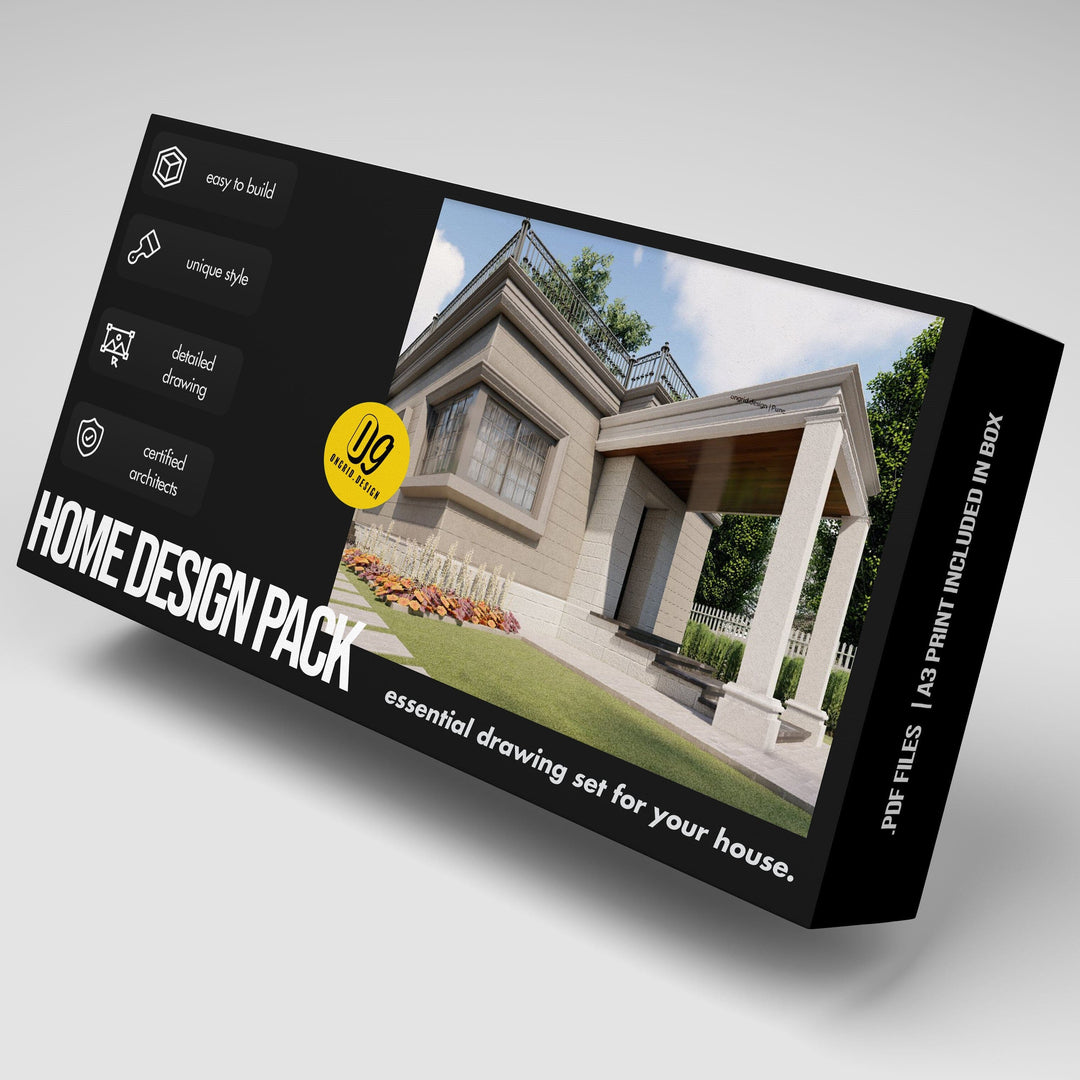 European Style Single Floor Home Plan Print Books Ongrid.Design