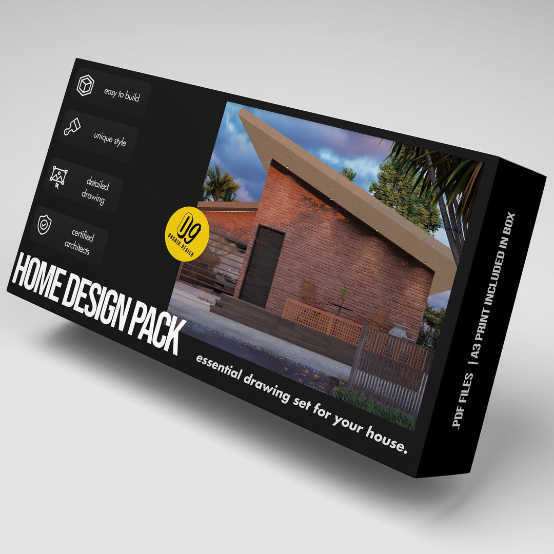 Sloped Roof Modern Home Plan Print Books Ongrid.Design