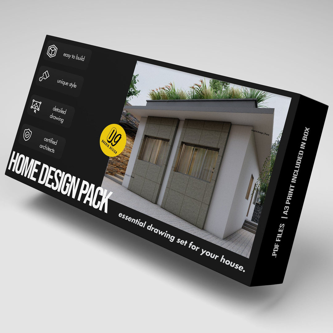 Single Floor Modern Style Home Plan Print Books Ongrid.Design