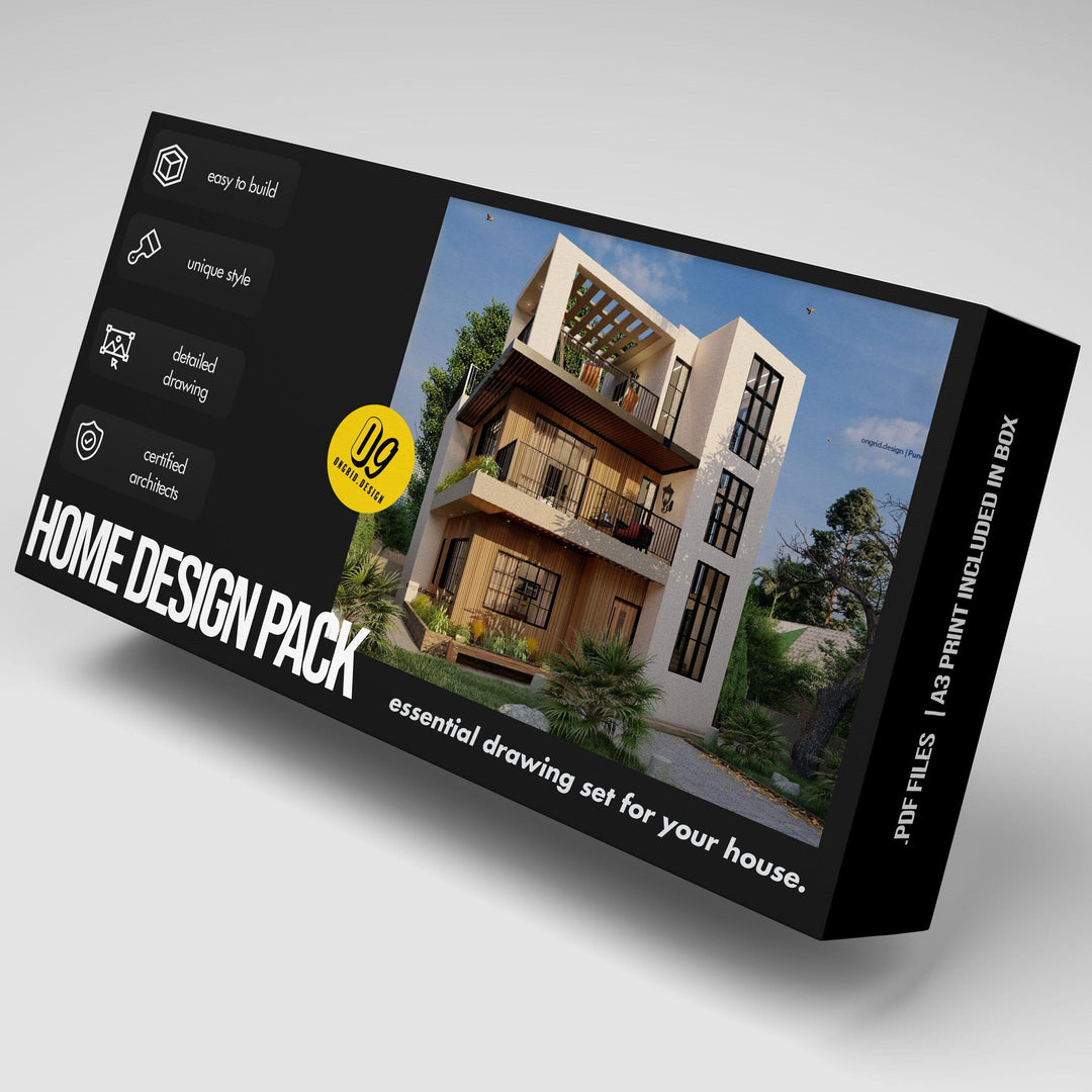 Modern Duplex with Terrace Home Plan Print Books Ongrid.Design