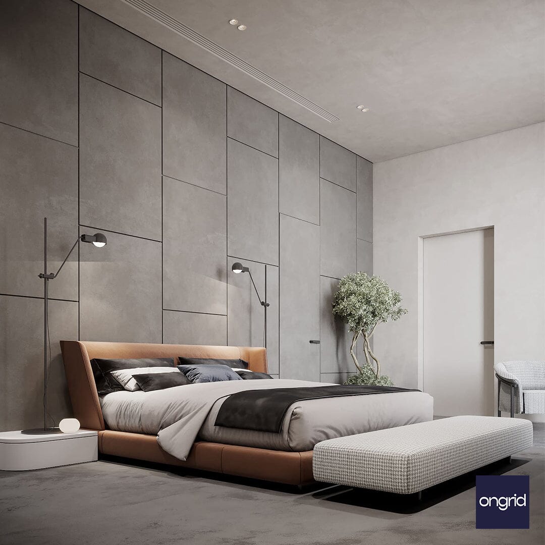 Sleek Sanctuary Bedroom Design | 17' x 14' ongrid.design