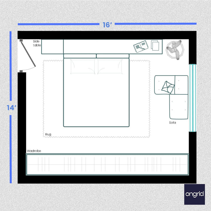 The Space-Savvy Bedroom Solution | 16' x 14' ongrid.design