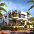 Luxurious Urban Retreat Duplex Elevation with Green Roof Terraces