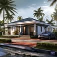 Modern Single-Floor Home Elevation with Hipped Roof
