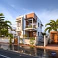 Contemporary Chic Duplex Elevation with Warm Wood Accents