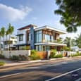 Horizontal Modern Duplex Elevation with Balcony