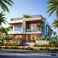 Wooden and Concrete Duplex Elevation Design