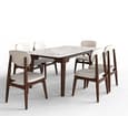 White Marble Natural Sheesham Solid Wood Dining Set 6 Seater