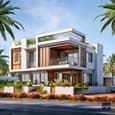 Minimalist Duplex Elevation Design with Terrace
