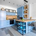 14x12 Small Open Plan Blue Kitchen