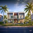 Modern Duplex Elevation with Glass Balconies and Wooden Accents