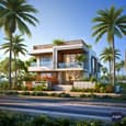 Wooden and Concrete Duplex Elevation Design