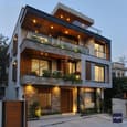 Modern Tri-Level Home Design with Natural Elements