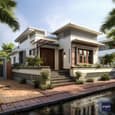 Modern Single-Floor Home Elevation with Flat Roofs