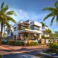 Luxurious Urban Retreat Duplex Elevation with Green Roof Terraces