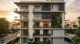 Design highlight showing the west-facing elevation of the 60x60 G+3 home
