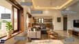 Interior design highlights of 20x50 East-facing home with annotated features and materials