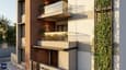 3D design highlight of 40x50 east facing G+3 elevation with stepped balconies, textured facade panels and recessed entrance