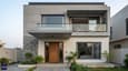 Contemporary flat-roof elevation — 40x50 north facing G+1 with large windows and textured facade