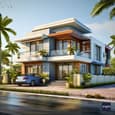 Modern and Sleek Duplex Elevation Design in Maharashtra