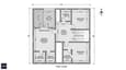 Detailed first floor plan of 40x50 west facing G+1 with master bedroom SW, west balcony with louvers, bedroom 2 south, bedroom 3 NE, family lounge center, three bathrooms with dimensions
