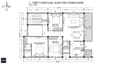 First floor plan for 40x50 east facing home with master bedroom suite, two secondary bedrooms, east balcony and southeast kitchen