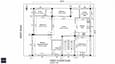 First floor plan of 40x50 west facing G+3 house showing open living-dining area facing west, southeast kitchen, northeast pooja room, southwest master bedroom, and 12x5 ft west balcony