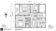 First floor plan showing 14×16 master bedroom, open kitchen-dining, 14×14 family lounge, 12×13 second bedroom, and a 6×10 north-facing balcony