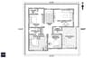 First floor architectural plan of a 60x60 east facing G+1 house showing primary bedroom, two bedrooms, family lounge and open terrace with dimensions marked