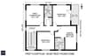 Annotated first floor plan for a 60x60 west-facing G+1 home showing three bedrooms, family lounge, and the 6×14 ft west-facing balcony