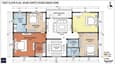 First floor plan of 60x60 north facing house — master bedroom suite, two bedrooms, family lounge, north balcony