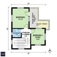 Technical floor plan of second floor showing efficient room layout and ventilation strategy