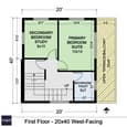 First floor floor plan 20x40 with labeled bedrooms and terrace