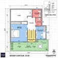 Second floor plan of 25x30 south-facing home showing bedroom 12x14, study 7x10, bathroom 5x6, large terrace 5.5ft deep x 25ft wide on south, staircase 6x8, balcony access, architectural plan with terrace detail inset