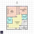 Second floor plan with larger bedroom and open-plan living, optimized for owner occupancy