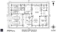 Ground floor plan of a 60x60 east facing 4-floor home showing double garage, living room, dining area, modular kitchen, guest bedroom and north-east puja room