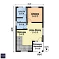 Ground floor plan of 20x40 South-facing house with room dimensions
