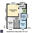 Ground floor plan of 20x40 North-facing house with room dimensions