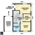 Technical floor plan of ground floor showing room layout, dimensions, and natural light zones