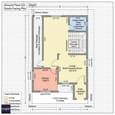 Floor plan G showing ground-floor layout with shaded overhang and independent toilet