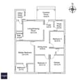 Ground floor layout plan of a 30x40 north-facing single-storey home showing three bedrooms, living room, kitchen, pooja room, utility and dining areas with room labels