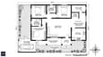 Ground floor plan for a 40x50 south-facing single-floor 3BHK home showing room placements, car parking, front garden, and south-east entry