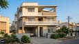 A bold contemporary 40x60 south facing 3-floor home with horizontal sunshade fins, a double-height entrance porch, and landscaped street frontage